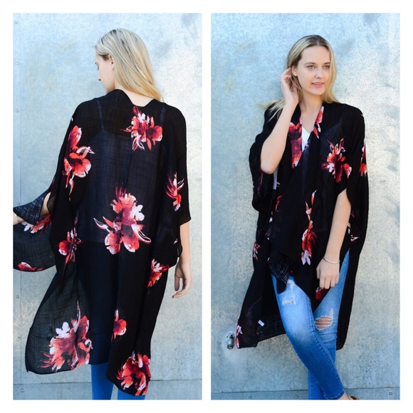 Floral Print Kimono, Bohemian Kimono - Picture 1 of 4